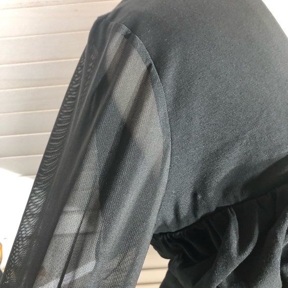 ASOS Design Black Mesh Long Sleeve Square Neck Top 22 - Picture 7 of 12